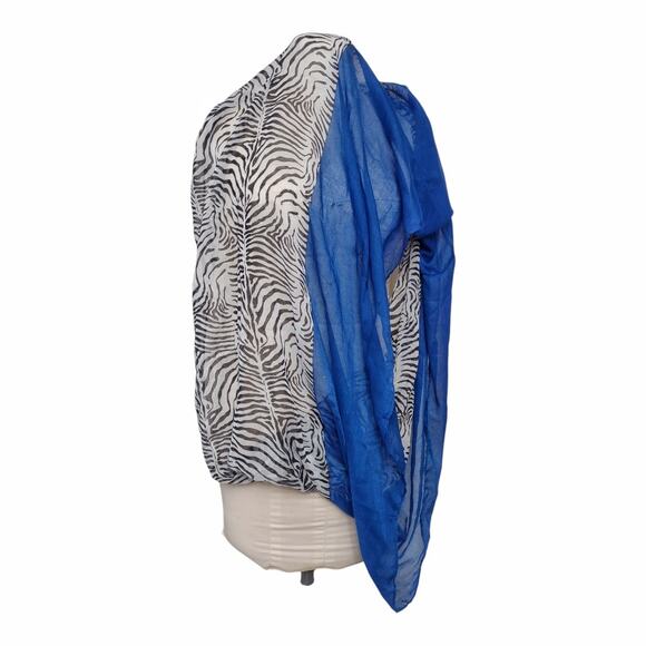 Infinity Scarf Bright Blue Band Zebra Print Band Lightweight Soft Animal Print - Picture 7 of 7